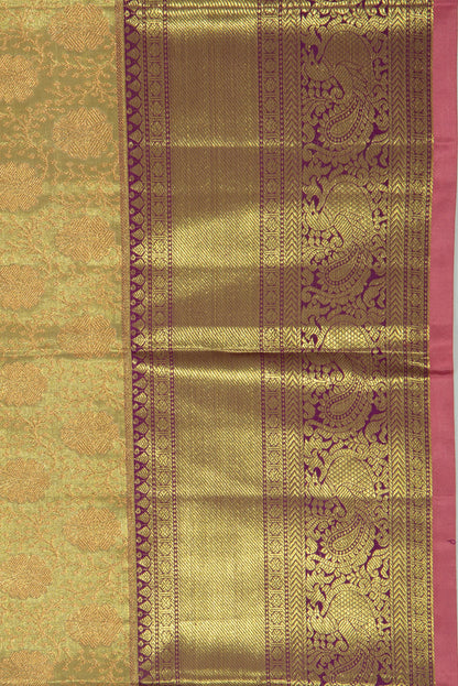 Taranga Kanchi Silk Tissue Brocade Green Saree
