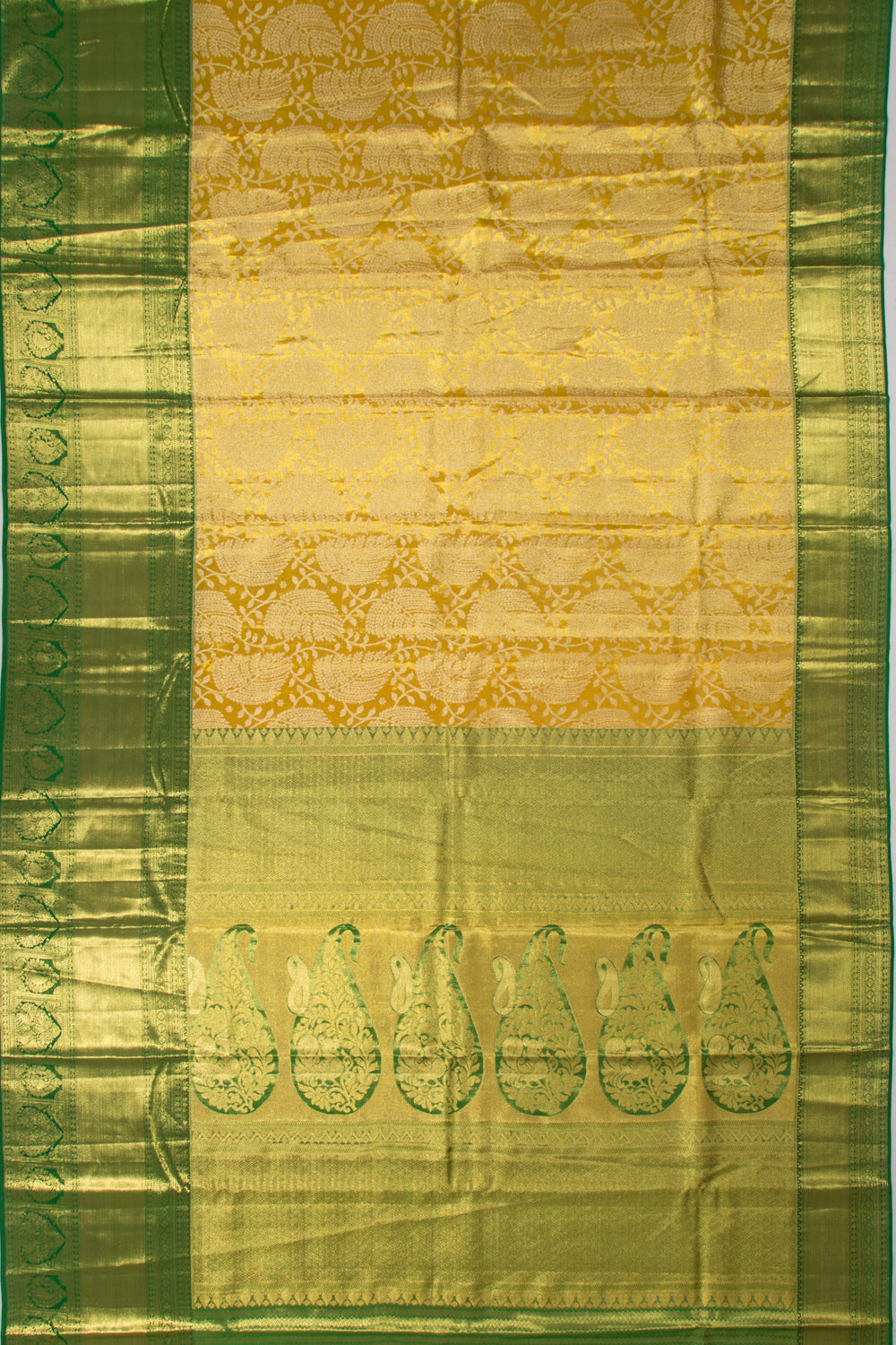 Taranga Kanchi Silk Tissue Jaal Yellow Saree