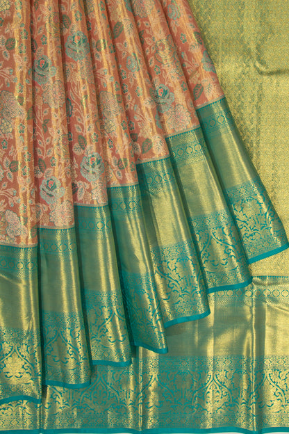 Taranga Kanchi Silk Tissue Brocade Orange Saree