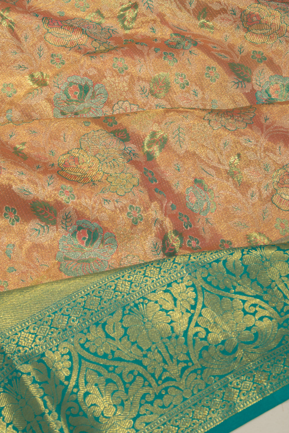 Taranga Kanchi Silk Tissue Brocade Orange Saree