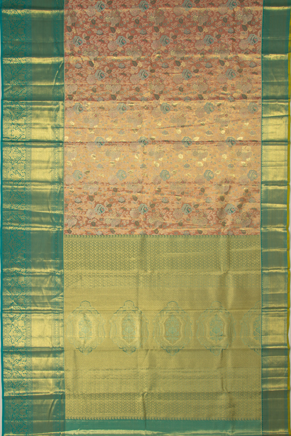 Taranga Kanchi Silk Tissue Brocade Orange Saree