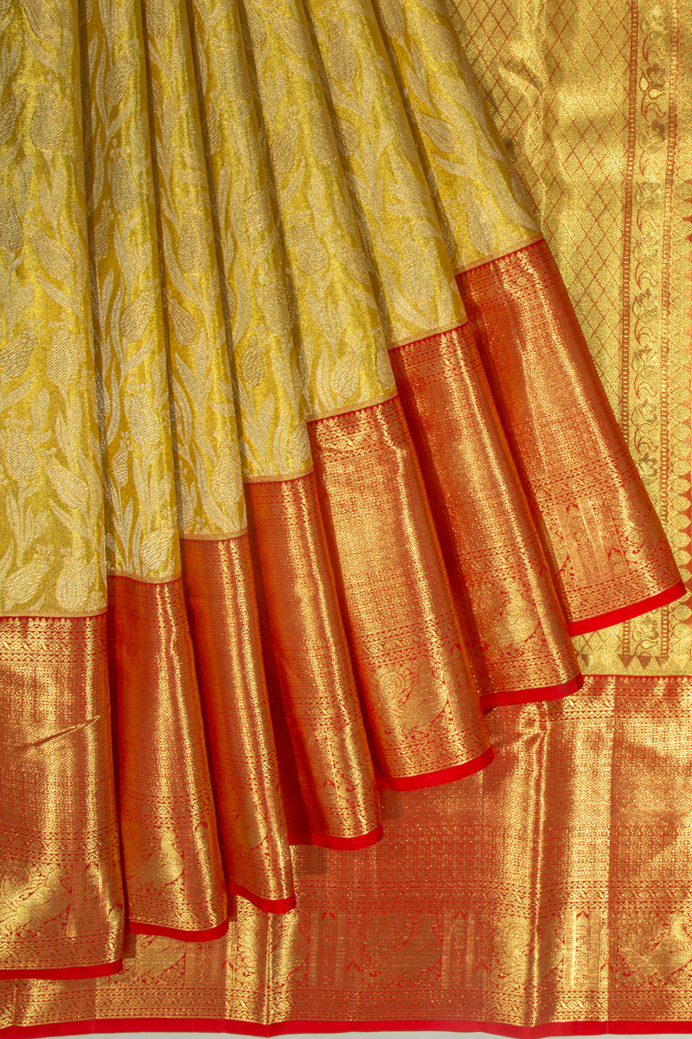 Taranga Kanchi Silk Tissue Jaal Gold Saree