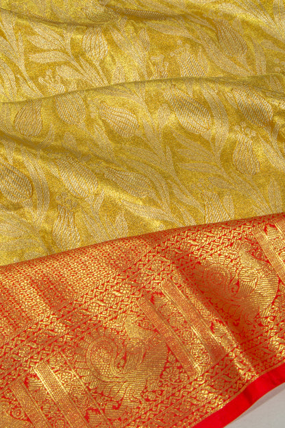 Taranga Kanchi Silk Tissue Jaal Gold Saree