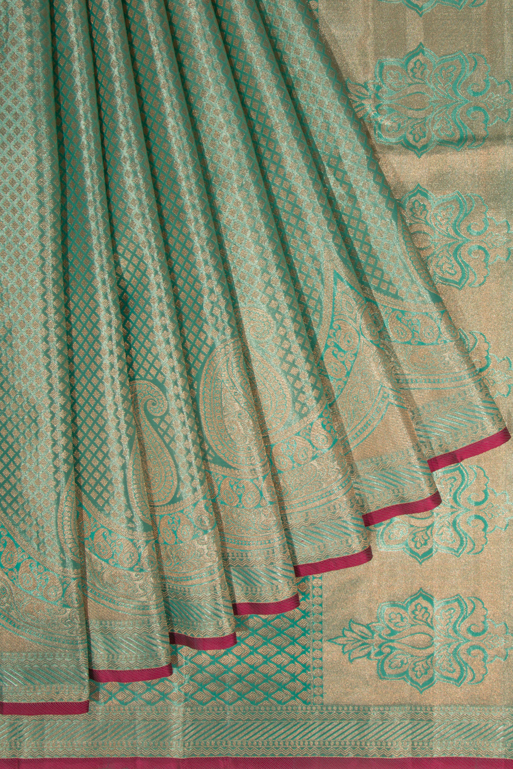 Taranga Kanchi Silk Tissue Brocade Sea Green Saree