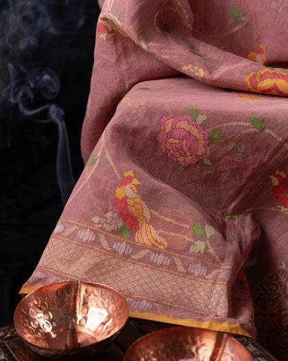 Banarasi Cotton Jamdani Jaal Snuff Saree