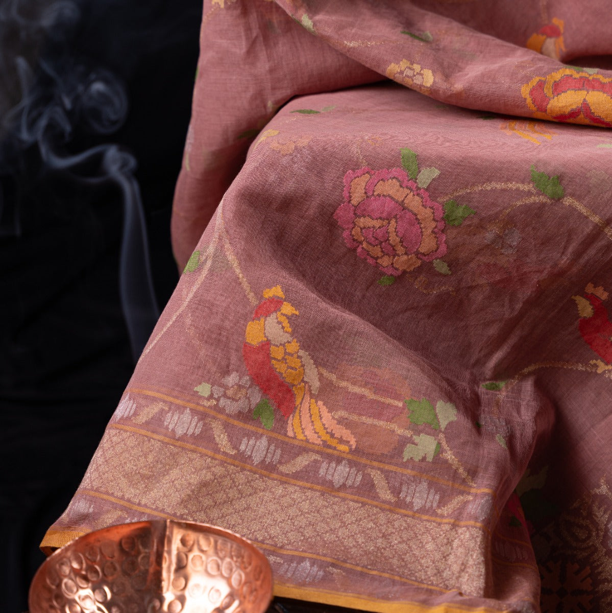 Banarasi Cotton Jamdani Jaal Snuff Saree