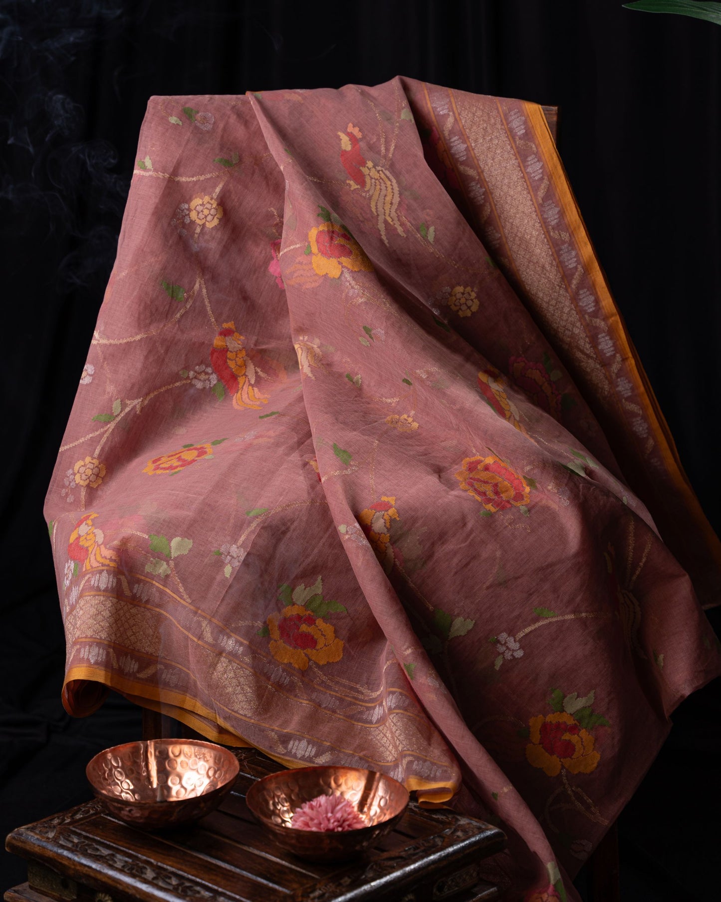 Banarasi Cotton Jamdani Jaal Snuff Saree