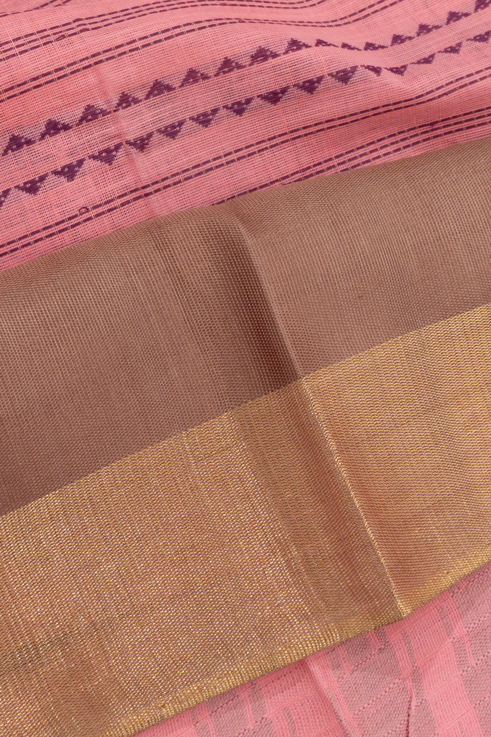 Chettinad Cotton Horizontal Lines Baby Pink Saree