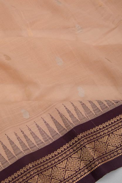 Gadwal Cotton Butta Cream Saree