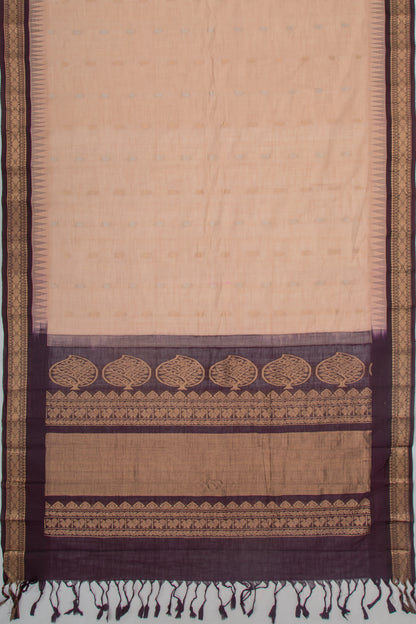 Gadwal Cotton Butta Cream Saree
