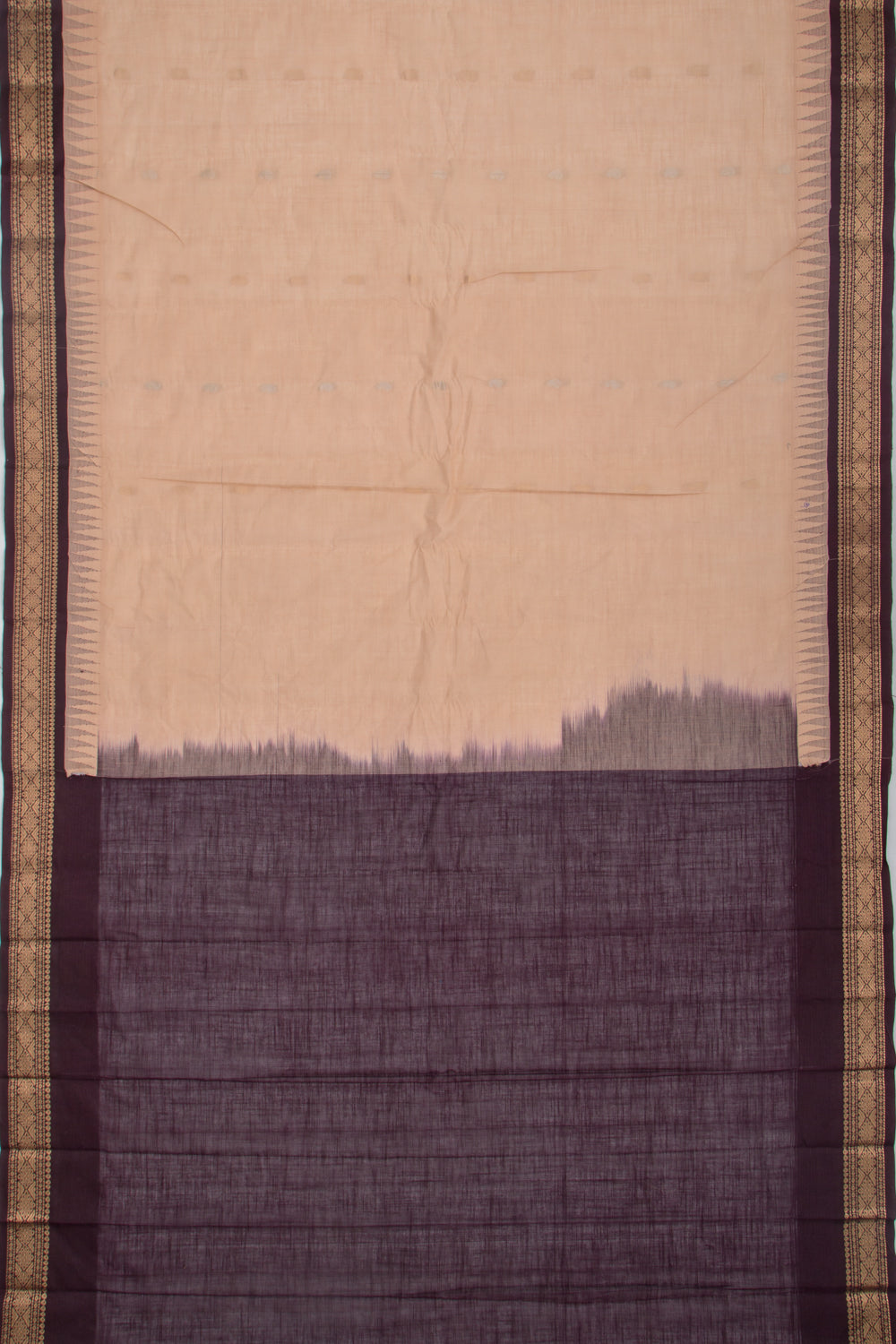 Gadwal Cotton Butta Cream Saree