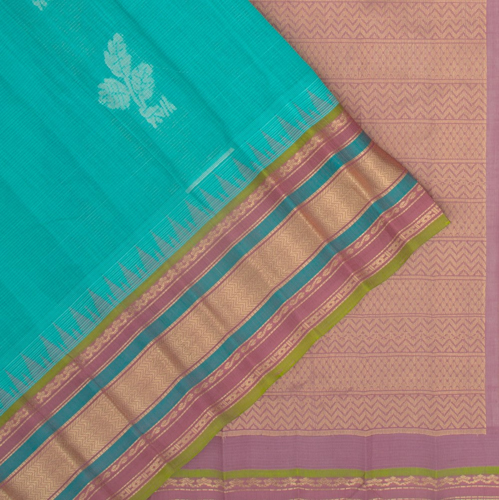 Gadwal Cotton Butta Sky Blue Saree