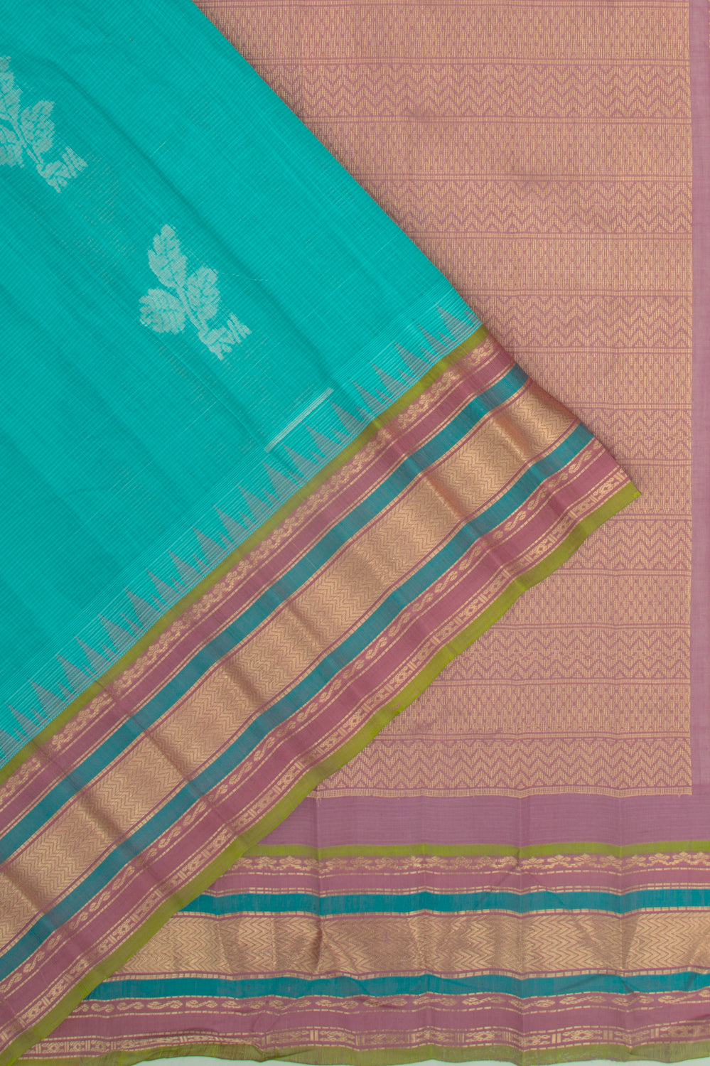 Gadwal Cotton Butta Sky Blue Saree