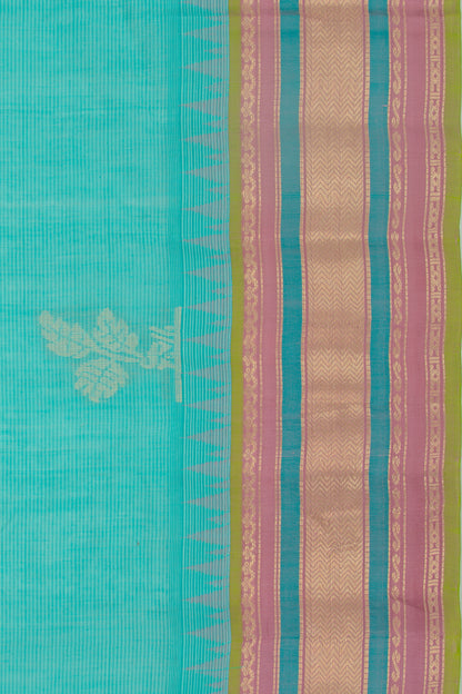 Gadwal Cotton Butta Sky Blue Saree