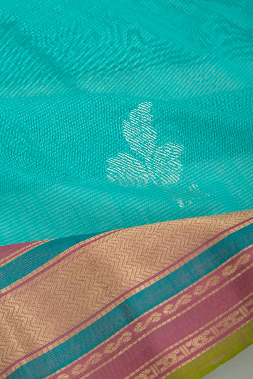 Gadwal Cotton Butta Sky Blue Saree