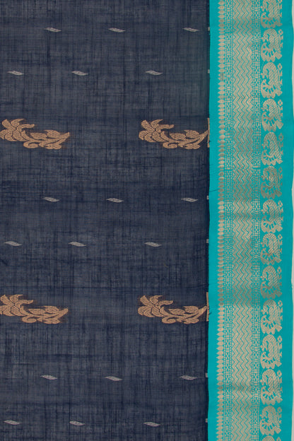 Gadwal Cotton Butta Dark Blue Saree