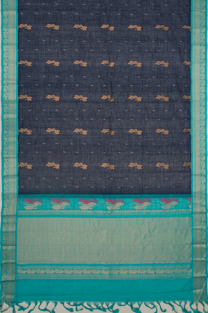 Gadwal Cotton Butta Dark Blue Saree