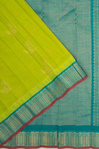 Gadwal Cotton Butta Green Saree