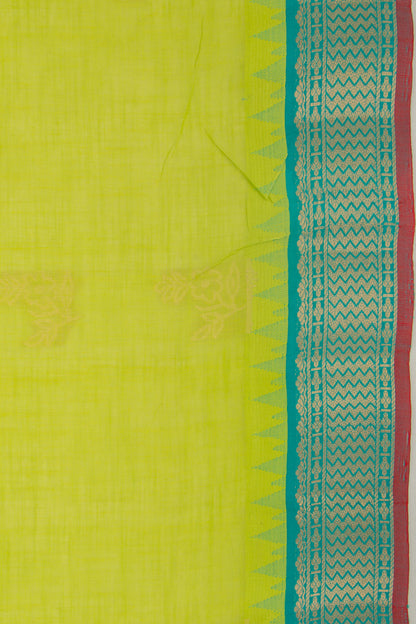 Gadwal Cotton Butta Green Saree