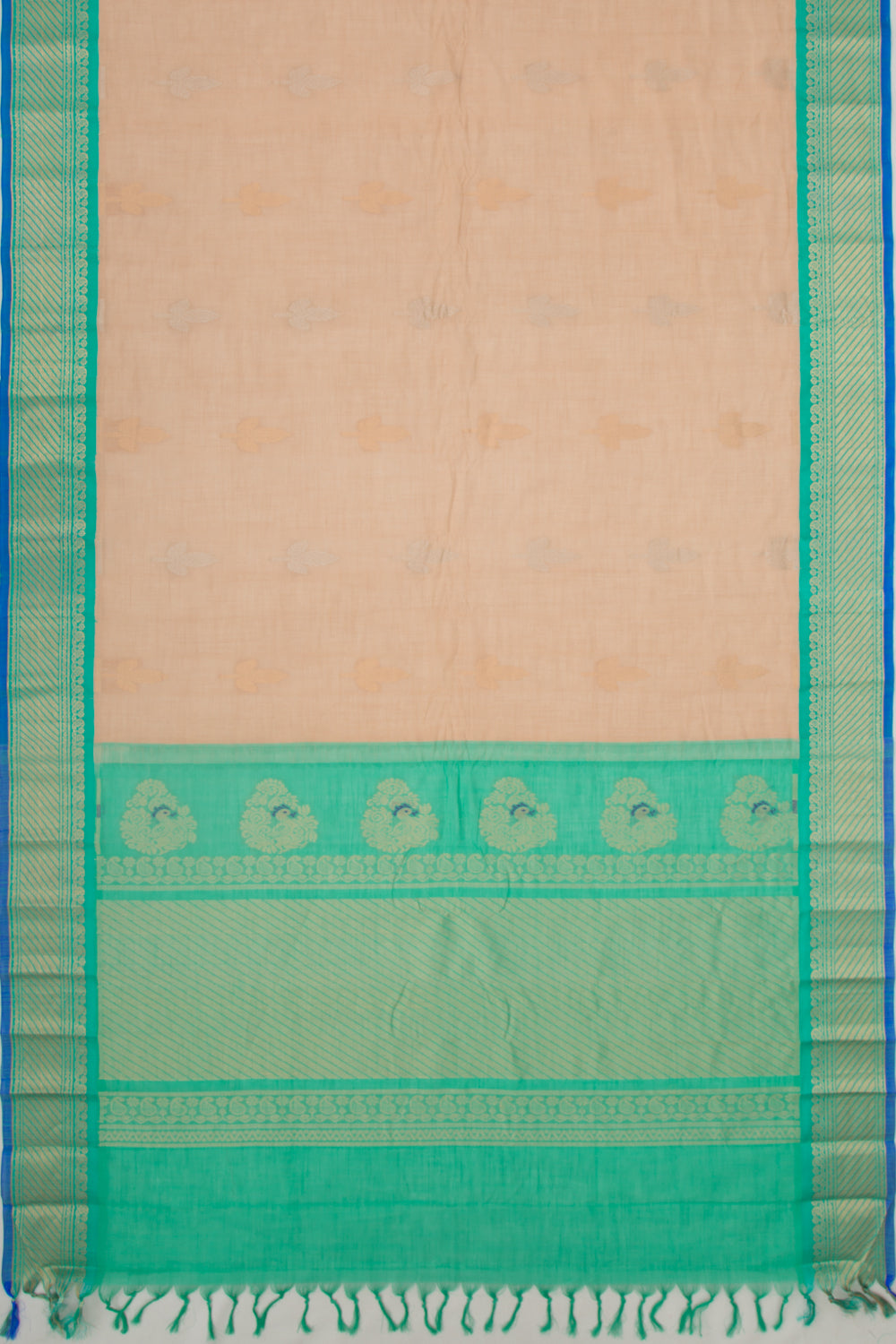 Gadwal Cotton Butta Cream Saree