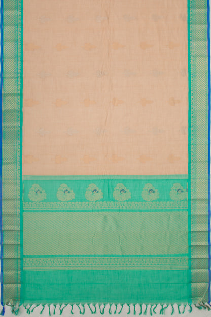 Gadwal Cotton Butta Cream Saree