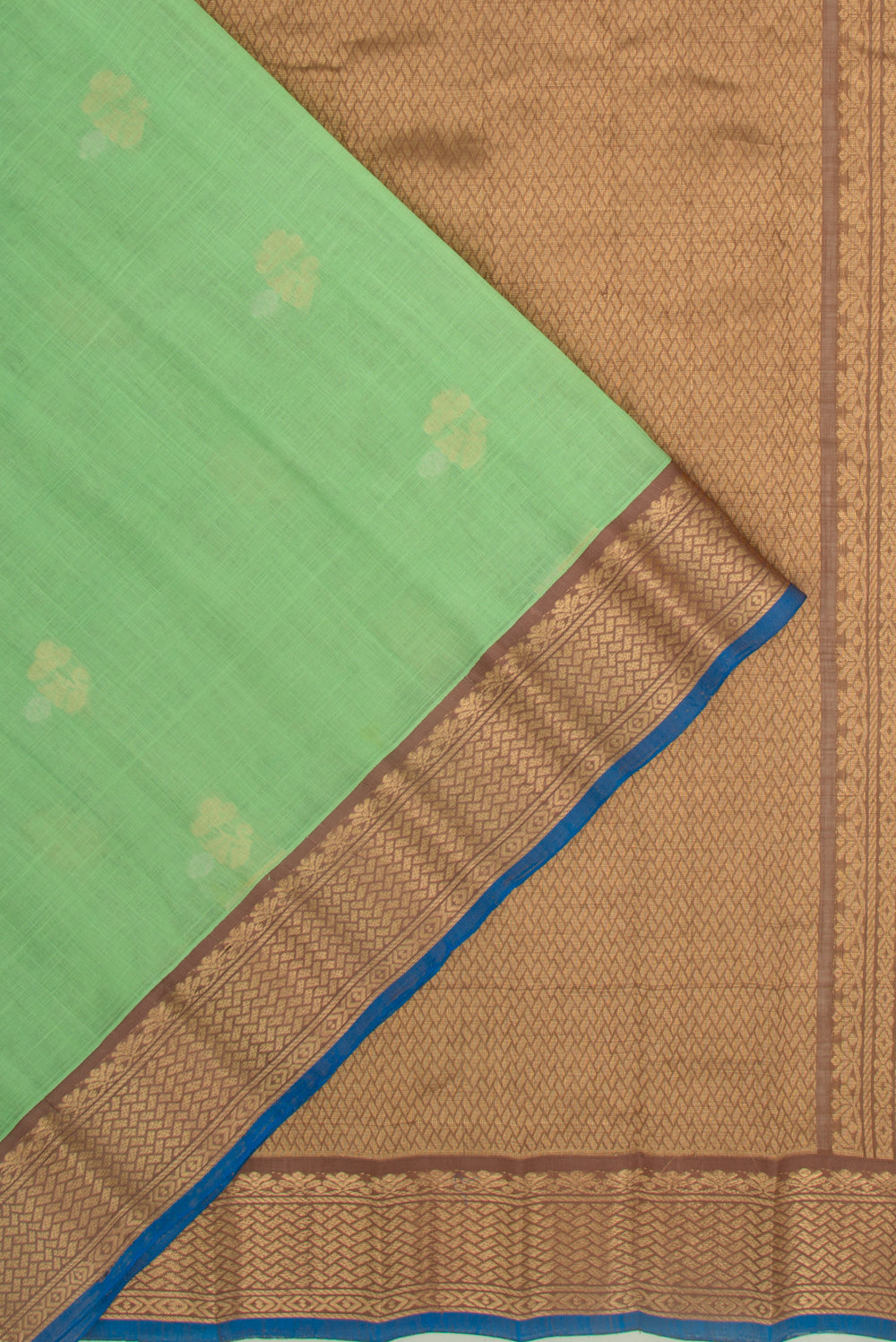 Gadwal Cotton Butta Pastel Green Saree