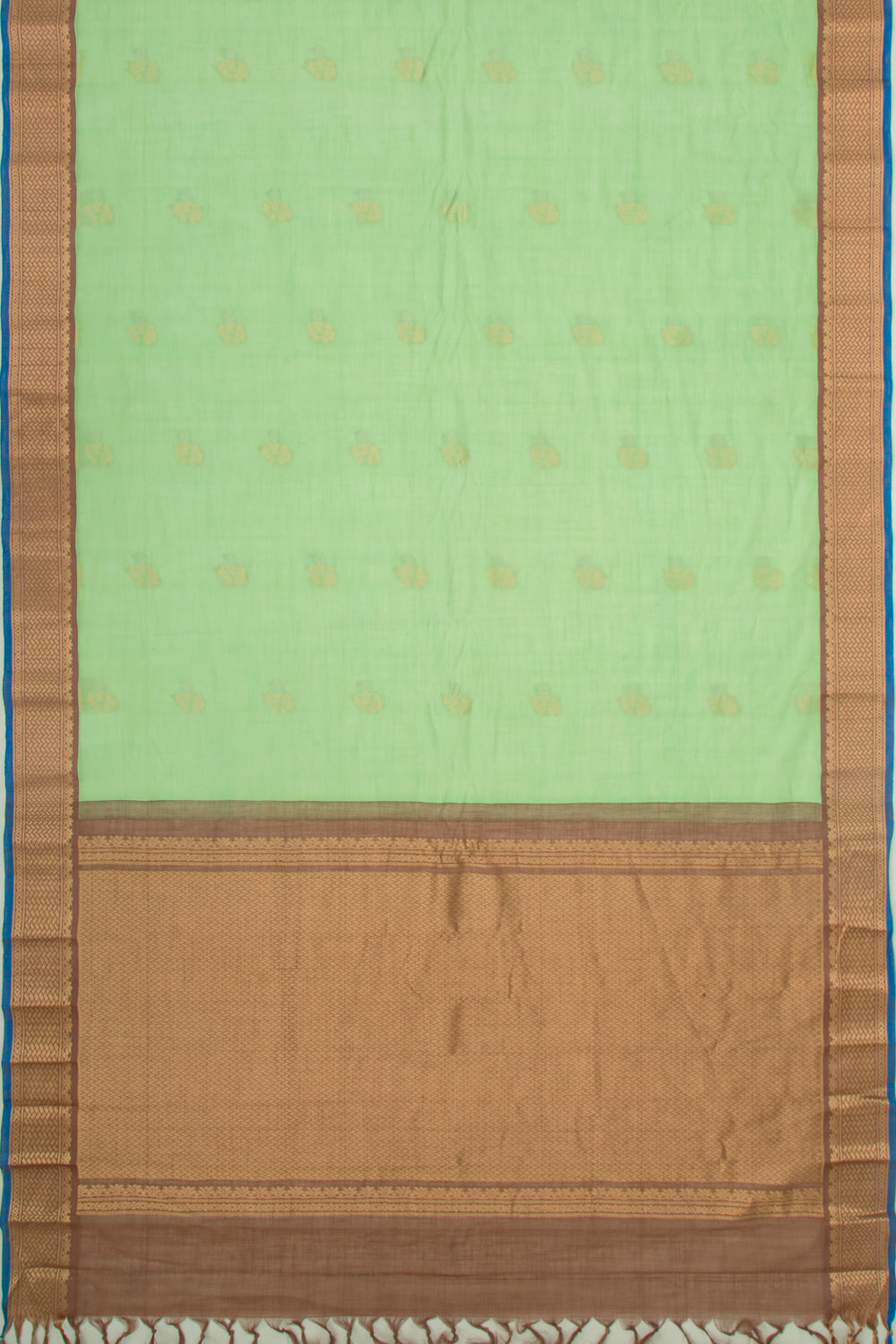 Gadwal Cotton Butta Pastel Green Saree