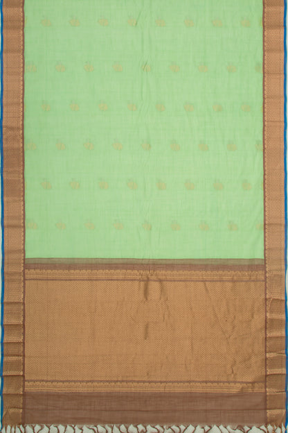 Gadwal Cotton Butta Pastel Green Saree