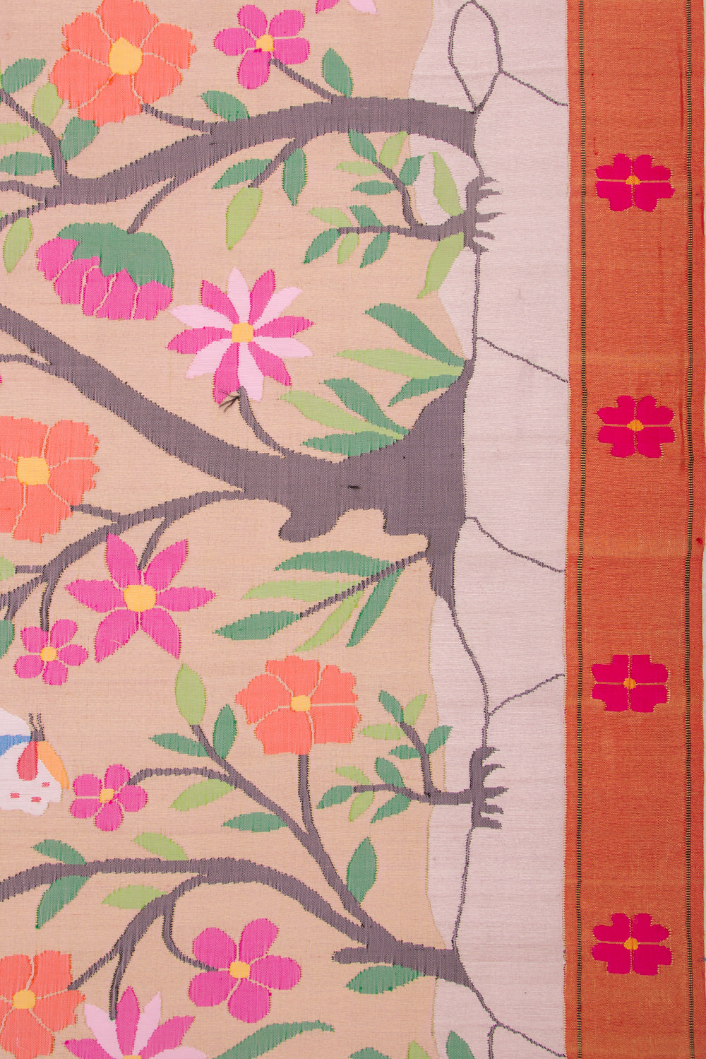 Paithani Silk Gold Tissue All Over Baby Pink Saree