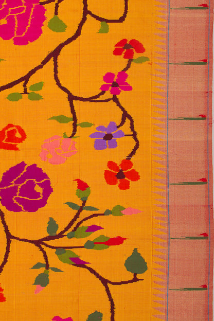 Paithani Silk All Over Musatrd Yellow Saree With Muniya Border