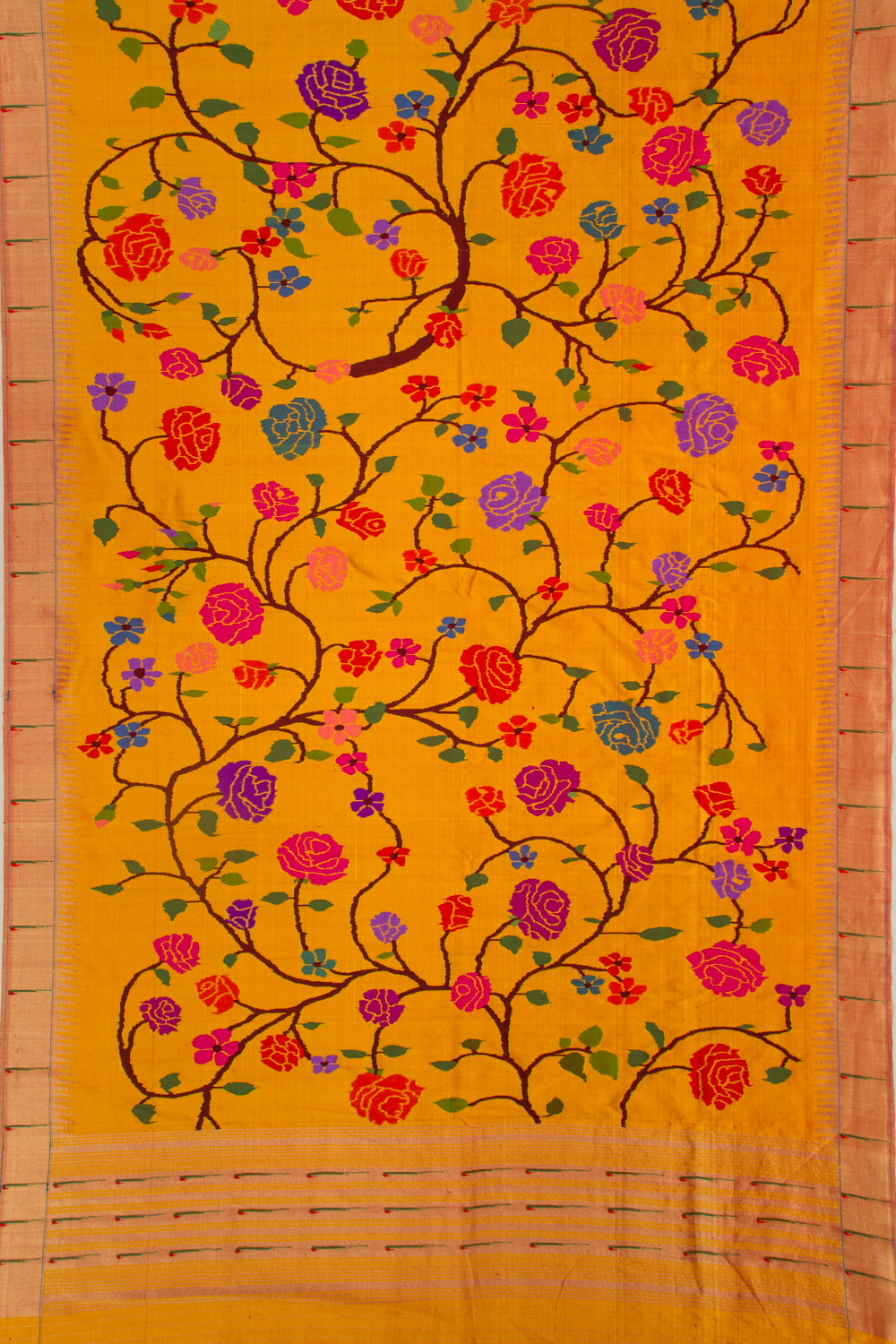 Paithani Silk All Over Musatrd Yellow Saree With Muniya Border