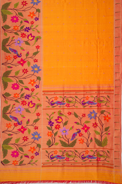 Paithani Silk Butta Tangerine Orange Saree