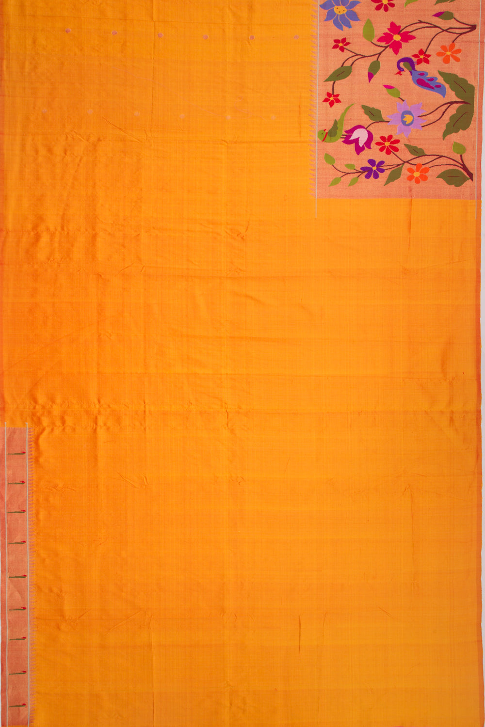 Paithani Silk Butta Tangerine Orange Saree