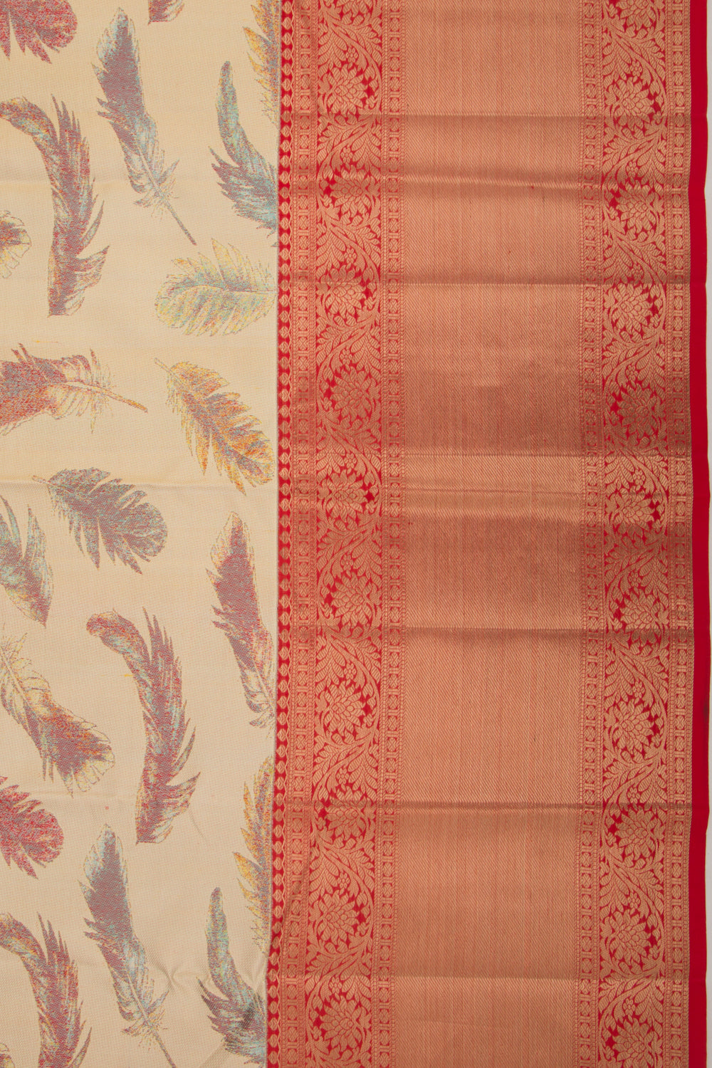 Kanchipuram Silk Brocade Cream Saree