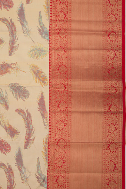 Kanchipuram Silk Brocade Cream Saree