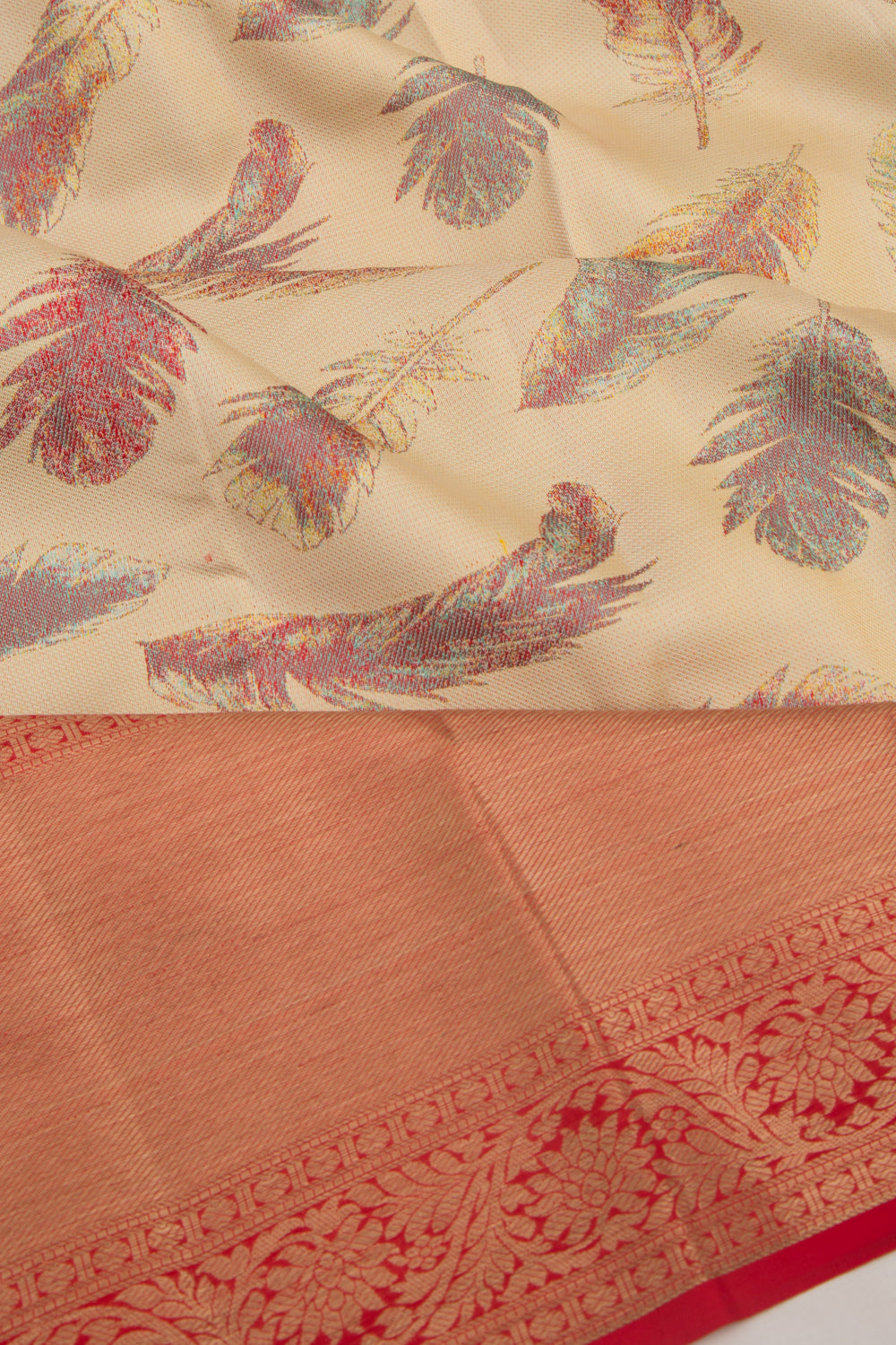 Kanchipuram Silk Brocade Cream Saree