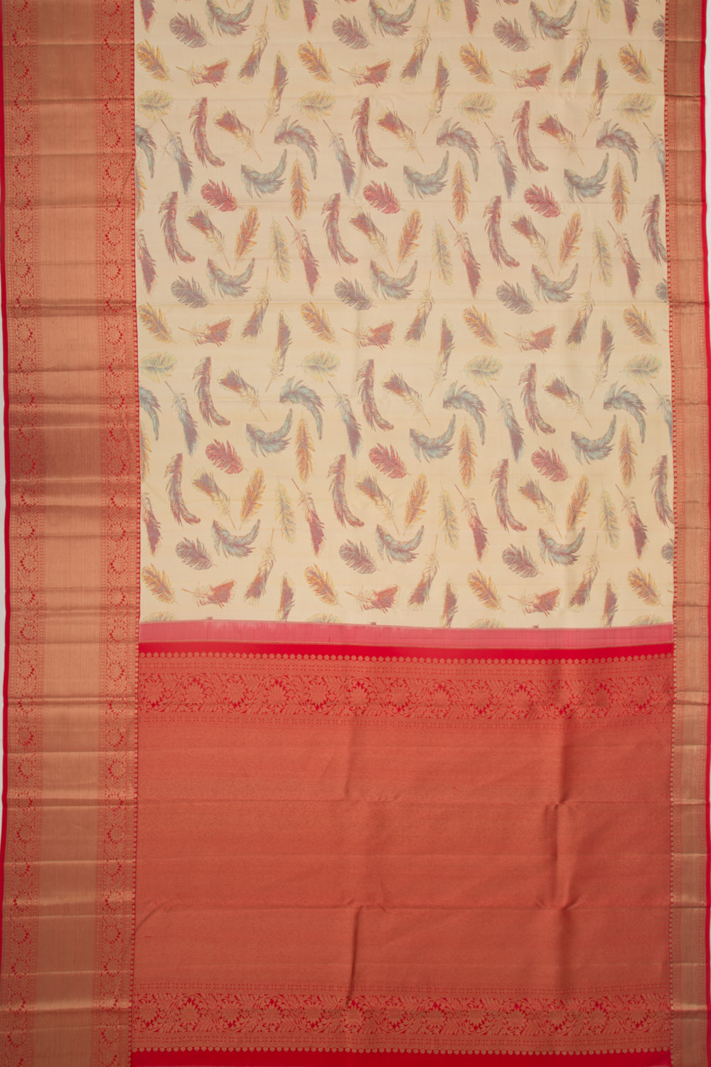 Kanchipuram Silk Brocade Cream Saree