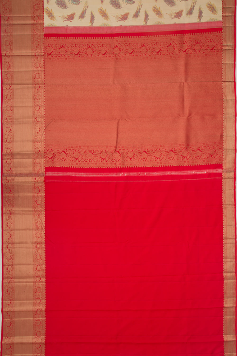 Kanchipuram Silk Brocade Cream Saree