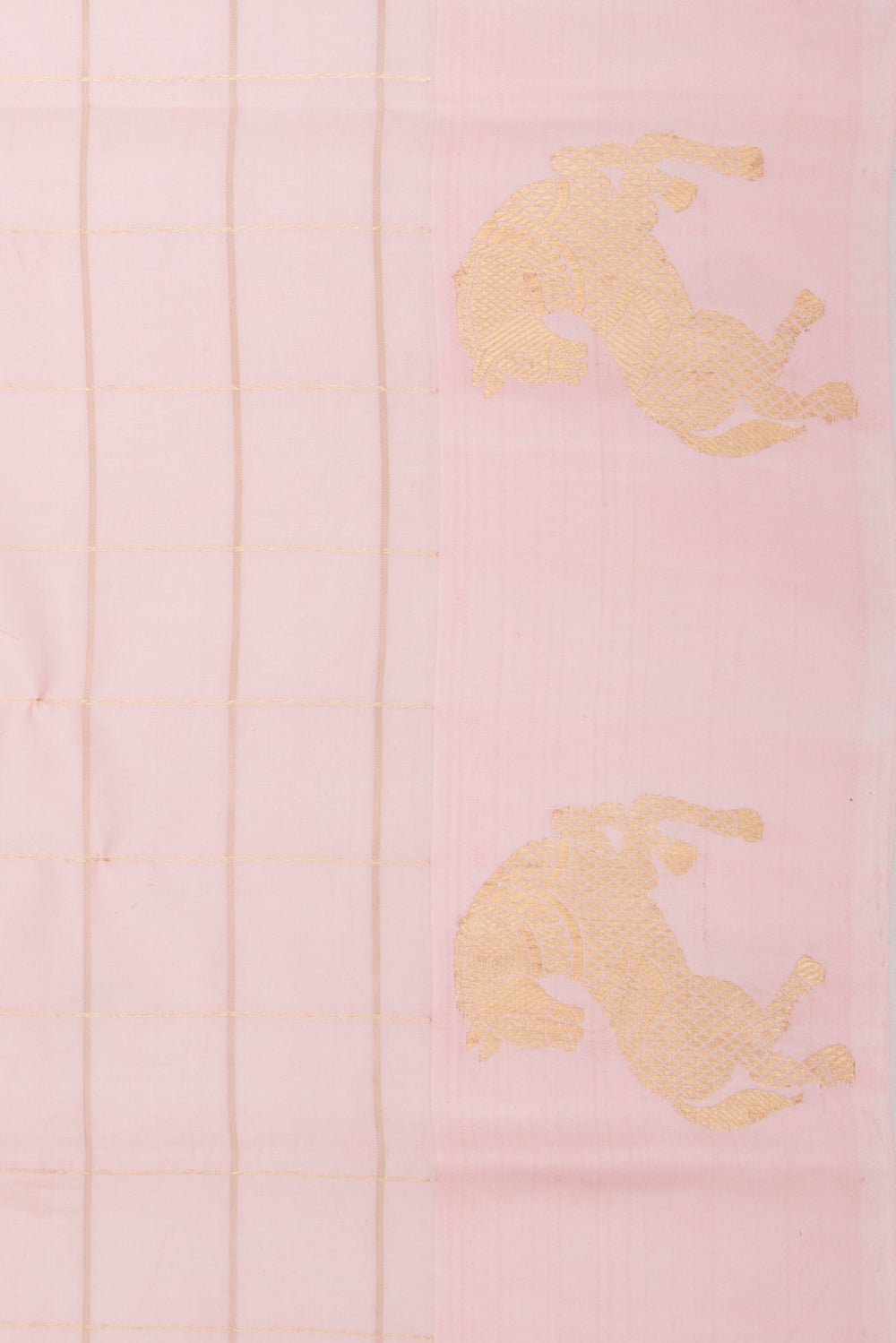 Banarasi Silk Katan Checks Baby Pink Saree