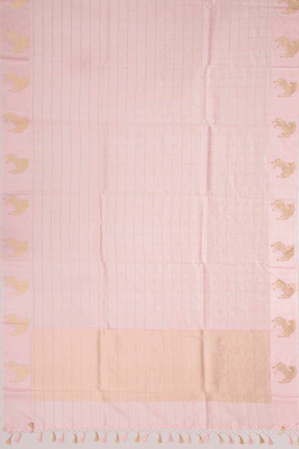 Banarasi Silk Katan Checks Baby Pink Saree