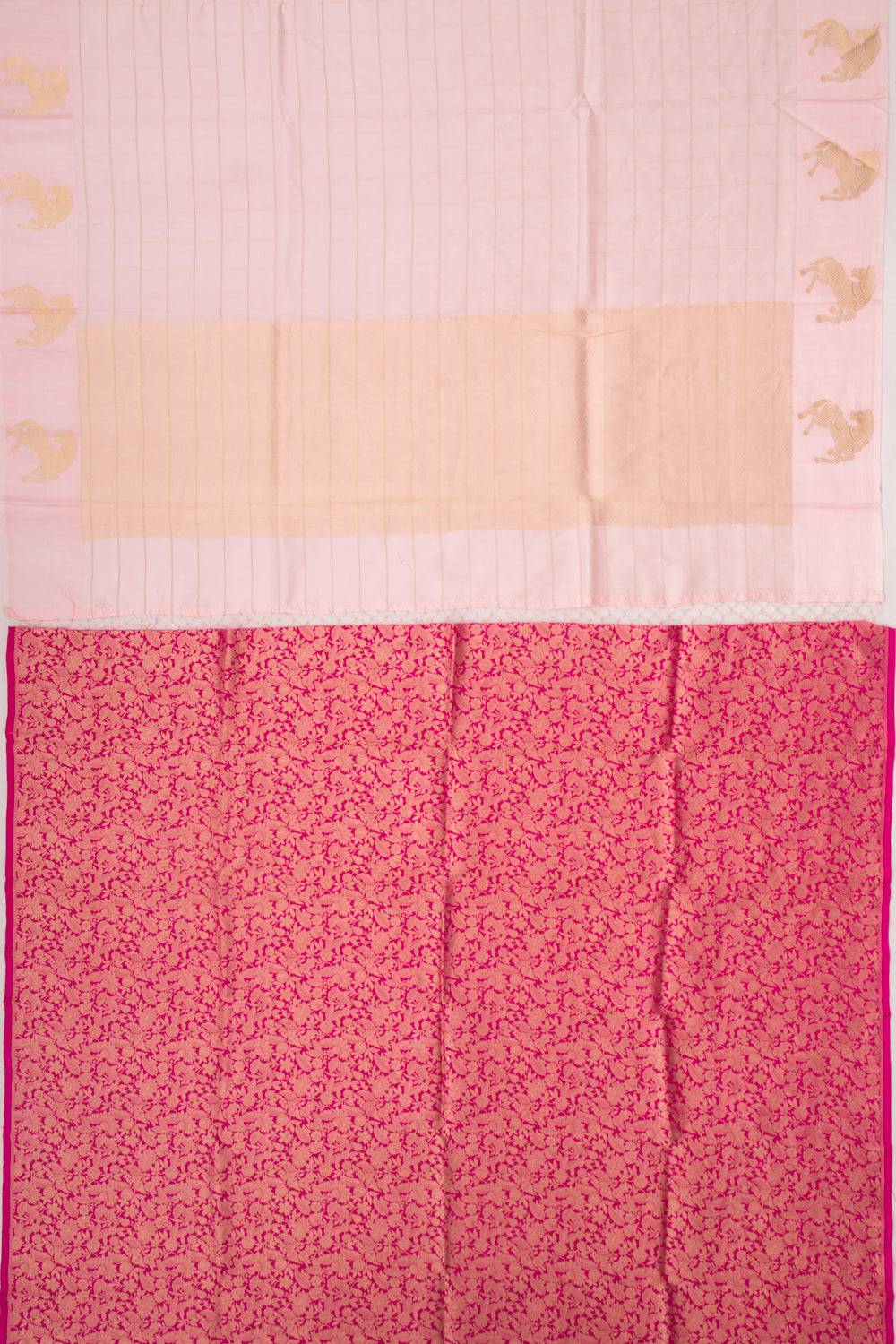 Banarasi Silk Katan Checks Baby Pink Saree
