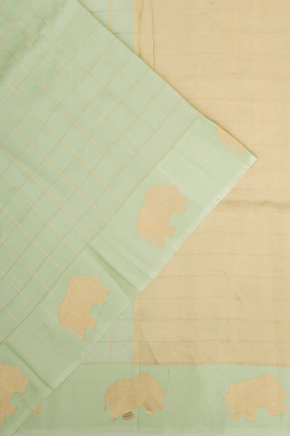 Banarasi Silk Katan Checks Pastel Green Saree