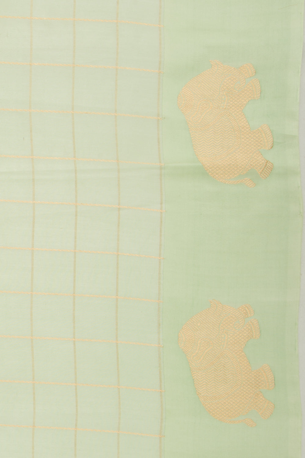 Banarasi Silk Katan Checks Pastel Green Saree