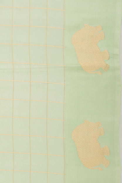 Banarasi Silk Katan Checks Pastel Green Saree