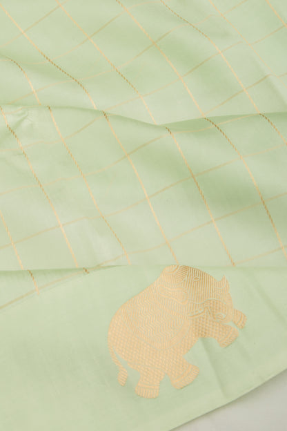 Banarasi Silk Katan Checks Pastel Green Saree
