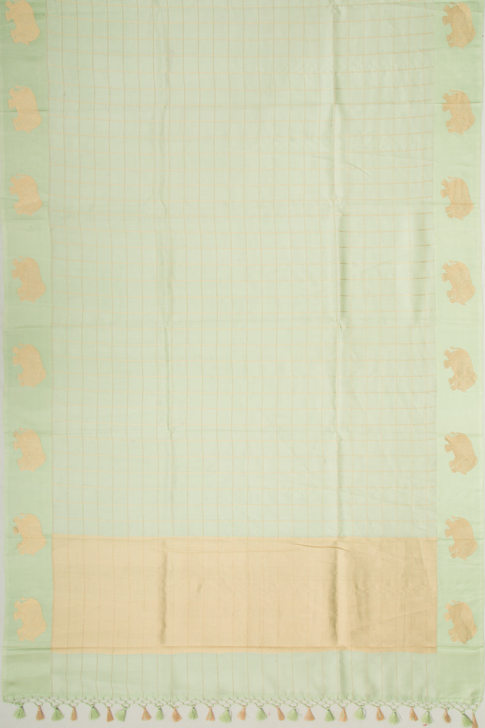 Banarasi Silk Katan Checks Pastel Green Saree