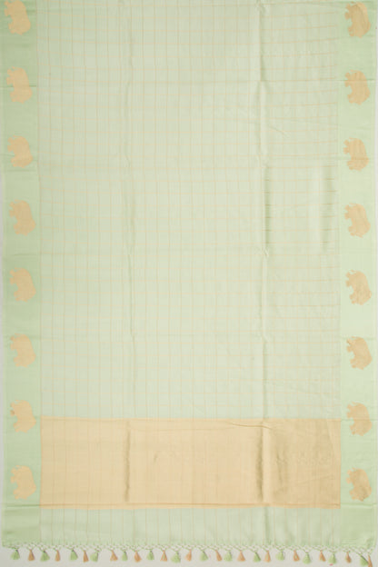 Banarasi Silk Katan Checks Pastel Green Saree