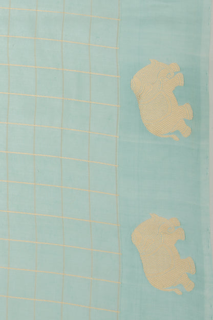 Banarasi Silk Katan Checks Pastel Blue Saree