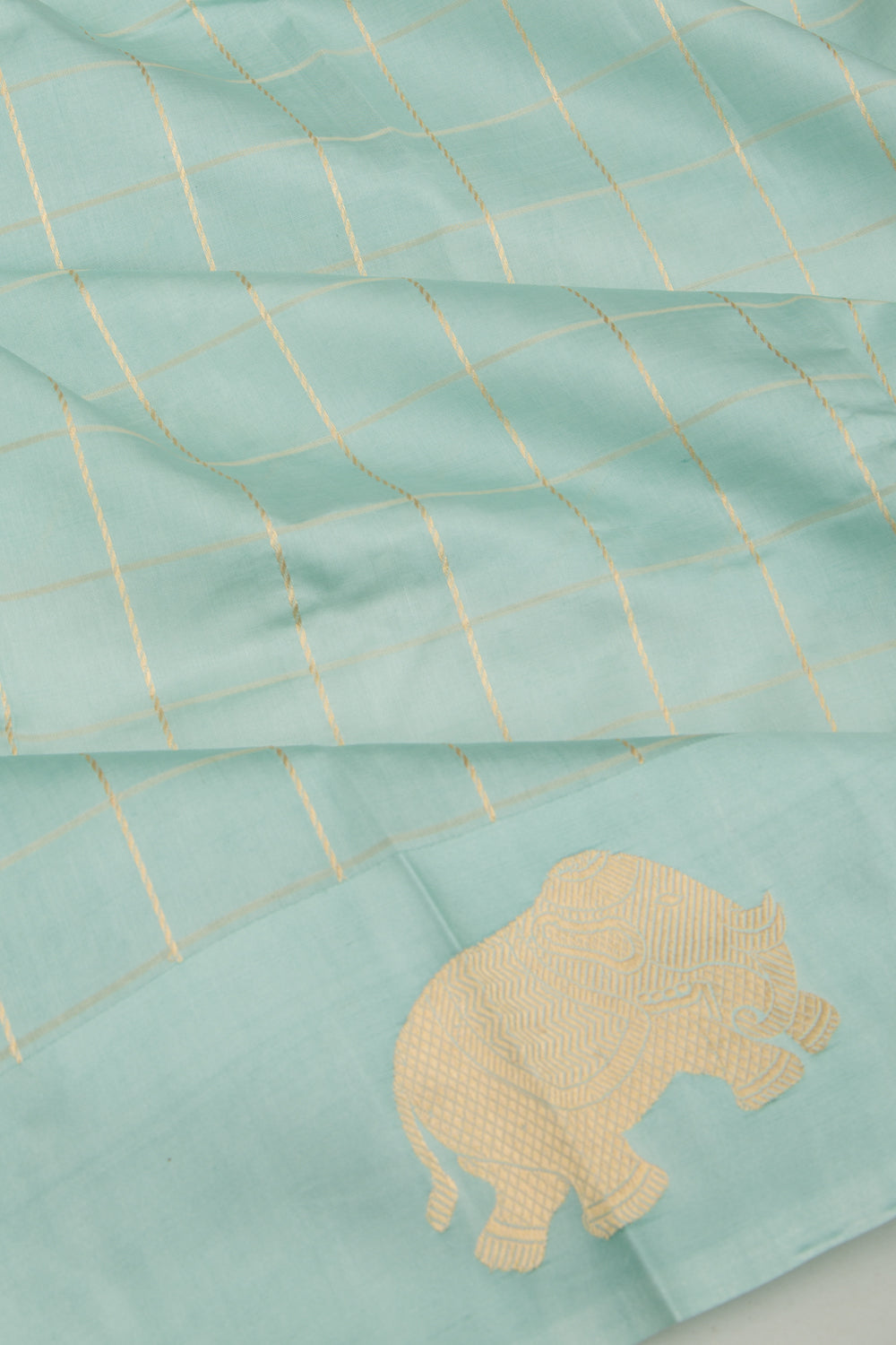 Banarasi Silk Katan Checks Pastel Blue Saree