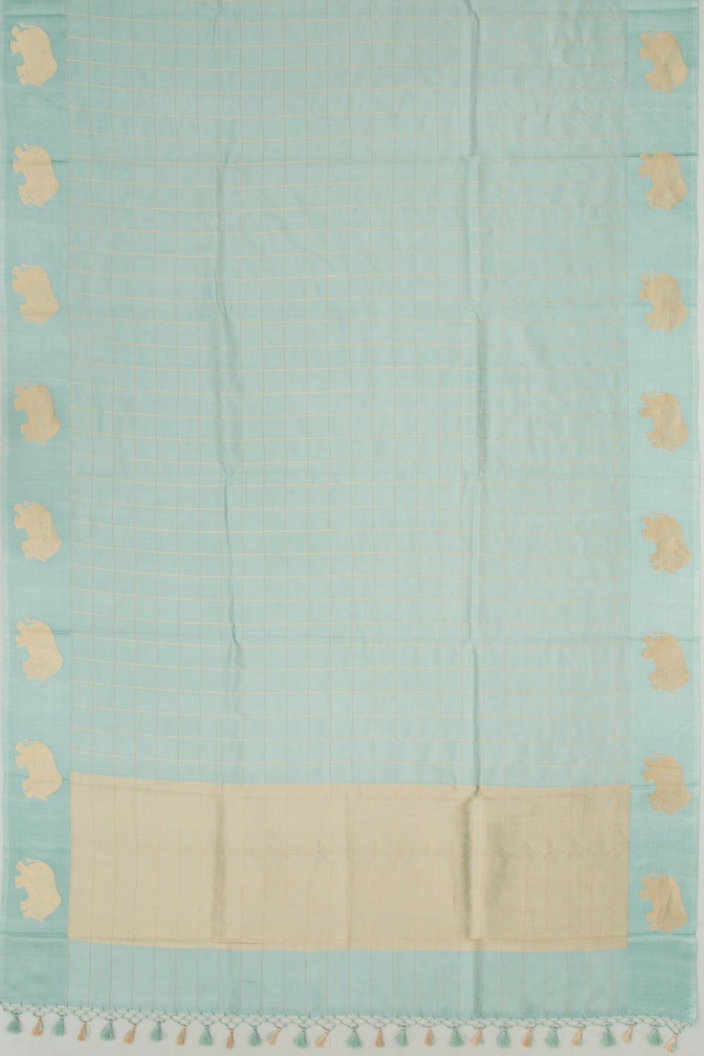 Banarasi Silk Katan Checks Pastel Blue Saree